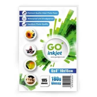 GO Inkjet 6x4 Photo Paper Glossy 180gsm Pack of 100 sheets