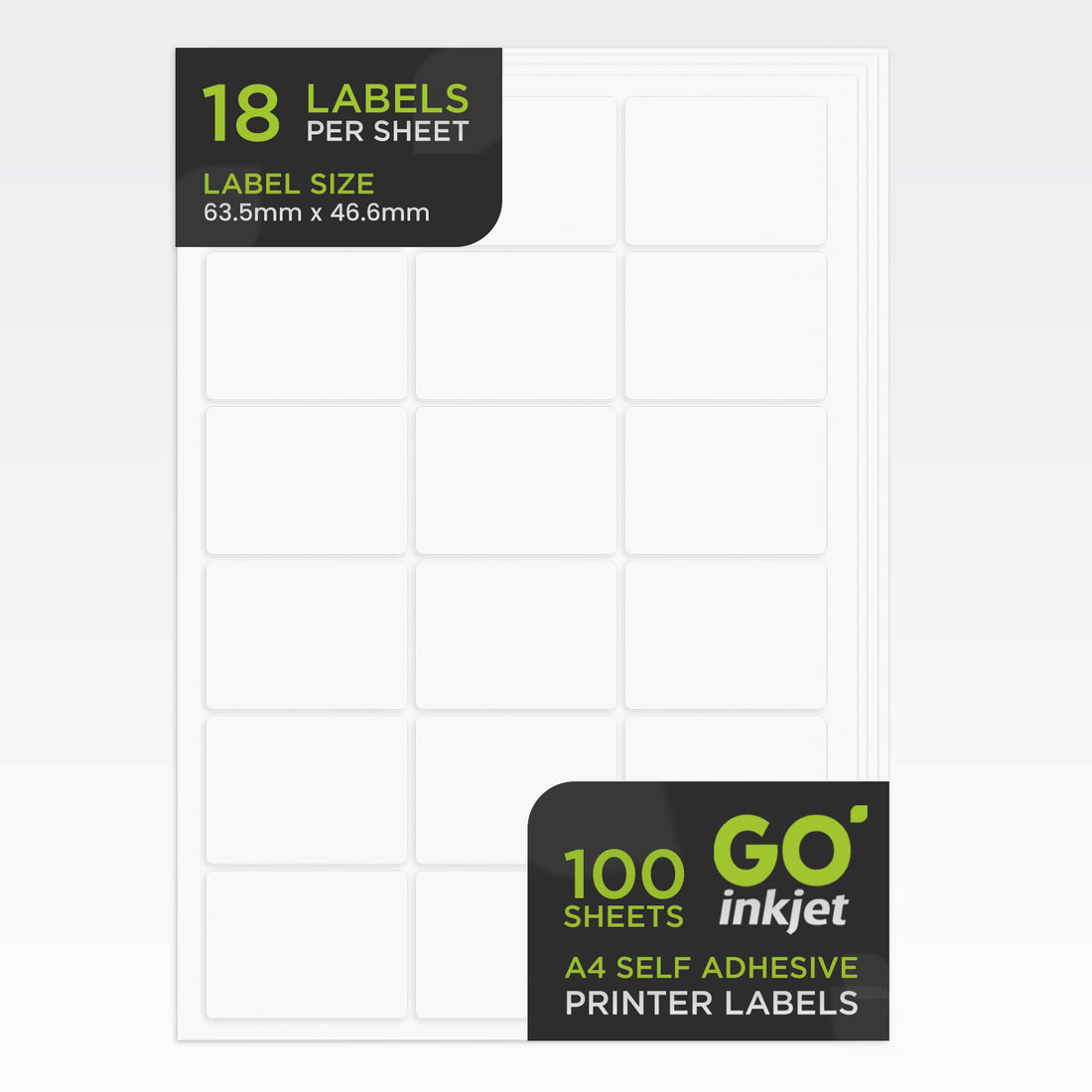 A4 Labels 18 Per Sheet Matt White Pack of 100 sheets